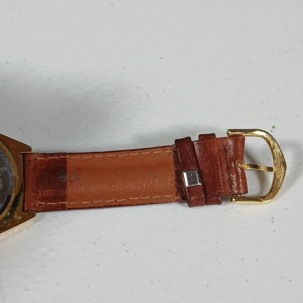 Gitane Quartz Watch Mens Brown Gold Two Tone Dress Casual 1990s Vintage